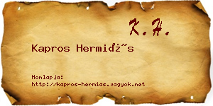 Kapros Hermiás névjegykártya